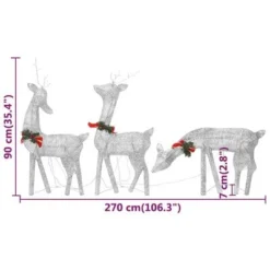VidaXL Christmas Reindeer Family 270x7x90 Cm Silver Cold White Mesh 26 VidaXL Christmas Reindeer Family 270x7x90 Cm Silver Cold White Mesh -Deals Vidaxl Store image 10 342677
