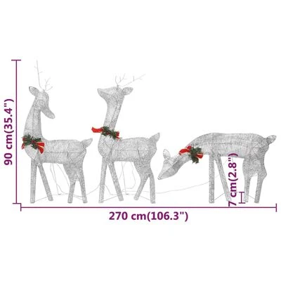 VidaXL Christmas Reindeer Family 270x7x90 Cm Silver Cold White Mesh 12 VidaXL Christmas Reindeer Family 270x7x90 Cm Silver Cold White Mesh - Image 10