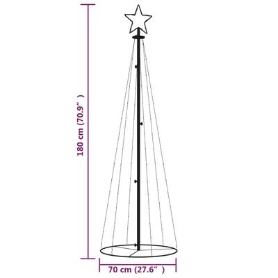 VidaXL Christmas Cone Tree Cold White 108 LEDs 70x180 Cm 12 VidaXL Christmas Cone Tree Cold White 108 LEDs 70x180 Cm - Image 10
