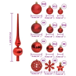 VidaXL 111 Piece Christmas Bauble Set Red Polystyrene -Deals Vidaxl Store image 10 356110