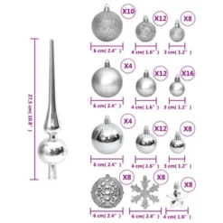 VidaXL 111 Piece Christmas Bauble Set Silver Polystyrene 29 VidaXL 111 Piece Christmas Bauble Set Silver Polystyrene -Deals Vidaxl Store image 10 356111