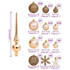 VidaXL 111 Piece Christmas Bauble Set Rose Gold Polystyrene -Deals Vidaxl Store image 10 356112