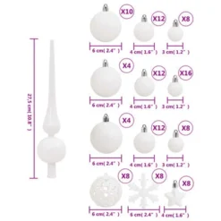 VidaXL 111 Piece Christmas Bauble Set White Polystyrene 29 VidaXL 111 Piece Christmas Bauble Set White Polystyrene -Deals Vidaxl Store image 10 356115