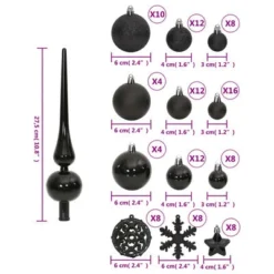 VidaXL 111 Piece Christmas Bauble Set Black Polystyrene -Deals Vidaxl Store image 10 356116