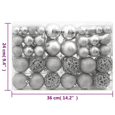 VidaXL 111 Piece Christmas Bauble Set Silver Polystyrene 13 VidaXL 111 Piece Christmas Bauble Set Silver Polystyrene - Image 11