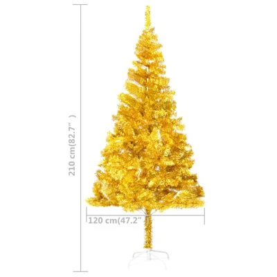 VidaXL Artificial Pre-lit Christmas Tree With Ball Set Gold 210 Cm PET 14 VidaXL Artificial Pre-lit Christmas Tree With Ball Set Gold 210 Cm PET - Image 12