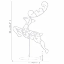 VidaXL Acrylic Christmas Flying Reindeer&Sleigh 260x21x87cm Cold White -Deals Vidaxl Store image 12 328510