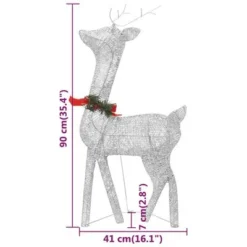 VidaXL Christmas Reindeer Family 270x7x90 Cm Silver Cold White Mesh 28 VidaXL Christmas Reindeer Family 270x7x90 Cm Silver Cold White Mesh -Deals Vidaxl Store image 12 342677