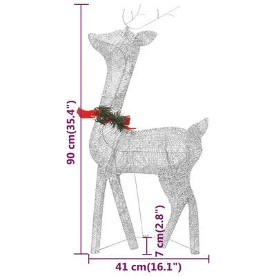 VidaXL Christmas Reindeer Family 270x7x90 Cm Silver Cold White Mesh 14 VidaXL Christmas Reindeer Family 270x7x90 Cm Silver Cold White Mesh - Image 12