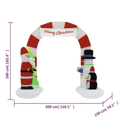 VidaXL Christmas Inflatable Santa & Snowman Arch Gate LED 260 Cm 14 VidaXL Christmas Inflatable Santa & Snowman Arch Gate LED 260 Cm - Image 12