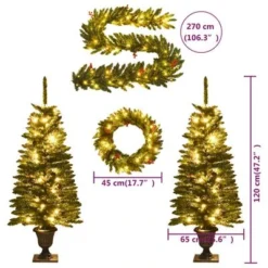 VidaXL Artificial Christmas Trees 2 Pcs With Wreath, Garland And LEDs 28 VidaXL Artificial Christmas Trees 2 Pcs With Wreath, Garland And LEDs -Deals Vidaxl Store image 13 344648