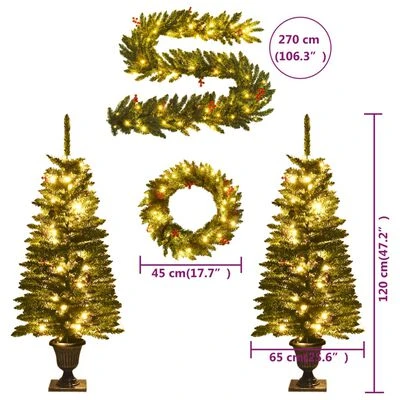 VidaXL Artificial Christmas Trees 2 Pcs With Wreath, Garland And LEDs 15 VidaXL Artificial Christmas Trees 2 Pcs With Wreath, Garland And LEDs - Image 13