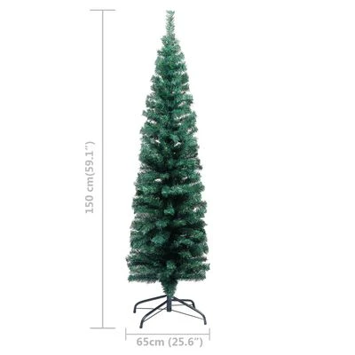 VidaXL Slim Artificial Pre-lit Christmas Tree With Ball Set Green 150 Cm 16 VidaXL Slim Artificial Pre-lit Christmas Tree With Ball Set Green 150 Cm - Image 14