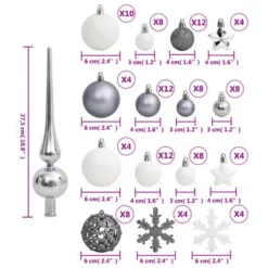 VidaXL 111 Piece Christmas Bauble Set White And Grey Polystyrene -Deals Vidaxl Store image 14 356113