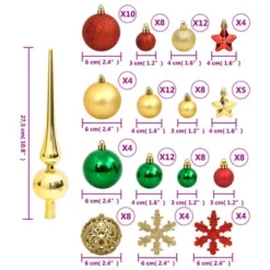 VidaXL 112 Piece Christmas Bauble Set Red / Green / Gold Polystyrene 35 VidaXL 112 Piece Christmas Bauble Set Red / Green / Gold Polystyrene -Deals Vidaxl Store image 14 356114