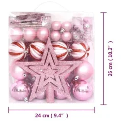 VidaXL 65 Piece Christmas Bauble Set Pink/Red/White -Deals Vidaxl Store image 15 330087