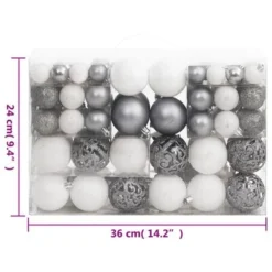 VidaXL 111 Piece Christmas Bauble Set White And Grey Polystyrene -Deals Vidaxl Store image 15 356113
