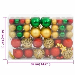 VidaXL 112 Piece Christmas Bauble Set Red / Green / Gold Polystyrene 36 VidaXL 112 Piece Christmas Bauble Set Red / Green / Gold Polystyrene -Deals Vidaxl Store image 15 356114