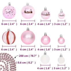 VidaXL 65 Piece Christmas Bauble Set Pink/Red/White -Deals Vidaxl Store image 16 330087