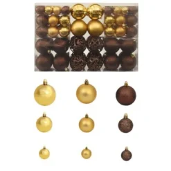 VidaXL 100 Piece Christmas Ball Set 3/4/6 Cm Brown/Bronze/Gold