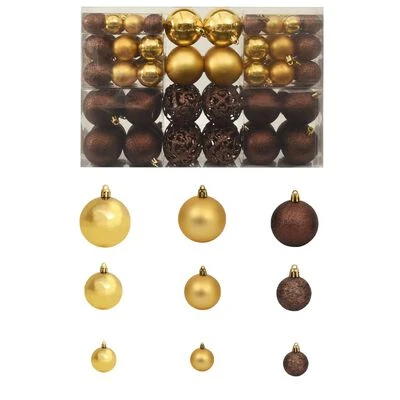 VidaXL 100 Piece Christmas Ball Set 3/4/6 Cm Brown/Bronze/Gold 3 VidaXL 100 Piece Christmas Ball Set 3/4/6 Cm Brown/Bronze/Gold