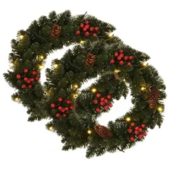 VidaXL Christmas Wreaths 2 Pcs With Decoration Green 45 Cm