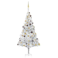 VidaXL Artificial Pre-lit Christmas Tree With Ball Set Silver 240 Cm PET -Deals Vidaxl Store image 1 3077526