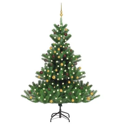VidaXL Nordmann Fir Artificial Christmas Tree LED&Ball Set Green 210cm 17 VidaXL Nordmann Fir Artificial Christmas Tree LED&Ball Set Green 210cm - Image 15