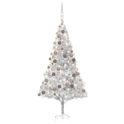 VidaXL Artificial Pre-lit Christmas Tree With Ball Set Silver 240 Cm PET