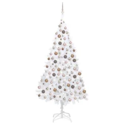 VidaXL Artificial Pre-lit Christmas Tree With Ball Set White 210 Cm PVC