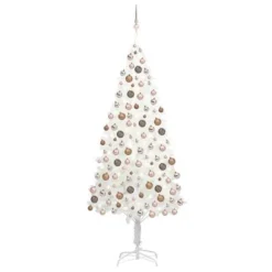 VidaXL Artificial Pre-lit Christmas Tree With Ball Set White 210 Cm
