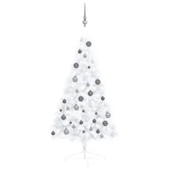VidaXL Artificial Half Pre-lit Christmas Tree With Ball Set White 120 Cm