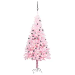 VidaXL Artificial Pre-lit Christmas Tree With Ball Set Pink 150 Cm PVC