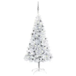 VidaXL Artificial Pre-lit Christmas Tree With Ball Set Silver 120 Cm PET
