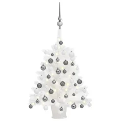 VidaXL Artificial Pre-lit Christmas Tree With Ball Set White 65 Cm