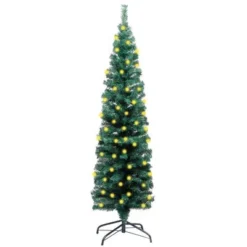 VidaXL Slim Artificial Pre-lit Christmas Tree With Stand Green 150cm PVC