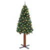 VidaXL Slim Pre-lit Christmas Tree With Real Wood&Cones Green 150 Cm