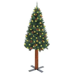 VidaXL Slim Pre-lit Christmas Tree With Real Wood&White Snow Green 150cm -Deals Vidaxl Store image 1 3077759