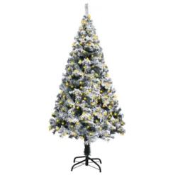 VidaXL Artificial Pre-lit Christmas Tree With Flocked Snow Green 120 Cm