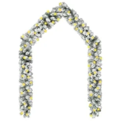 VidaXL Christmas Garland With LEDs&Flocked Snow Green 5 M PVC