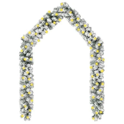 VidaXL Christmas Garland With LEDs&Flocked Snow Green 5 M PVC 3 VidaXL Christmas Garland With LEDs&Flocked Snow Green 5 M PVC