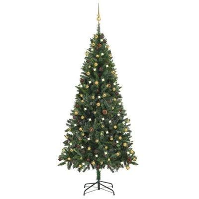 VidaXL Artificial Pre-lit Christmas Tree With Ball Set Green 210 Cm 3 VidaXL Artificial Pre-lit Christmas Tree With Ball Set Green 210 Cm