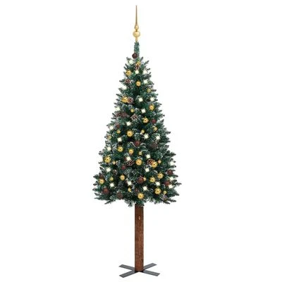 VidaXL Slim Pre-lit Christmas Tree With Ball Set Green 150 Cm PVC 18 VidaXL Slim Pre-lit Christmas Tree With Ball Set Green 150 Cm PVC - Image 16