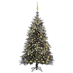 VidaXL Artificial Christmas Tree LED&Ball Set&Flocked Snow 210cm PVC&PE
