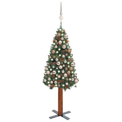 VidaXL Slim Pre-lit Christmas Tree With Ball Set Green 150 Cm PVC 19 VidaXL Slim Pre-lit Christmas Tree With Ball Set Green 150 Cm PVC - Image 17