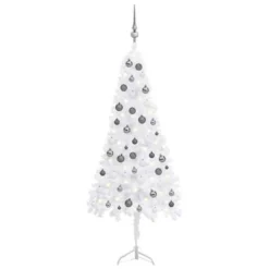 VidaXL Corner Artificial Christmas Tree LEDs&Ball Set White 150 Cm PVC