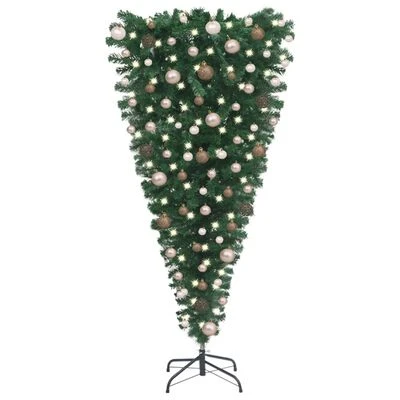 VidaXL Upside-down Artificial Pre-lit Christmas Tree With Ball Set 210 Cm 3 VidaXL Upside-down Artificial Pre-lit Christmas Tree With Ball Set 210 Cm