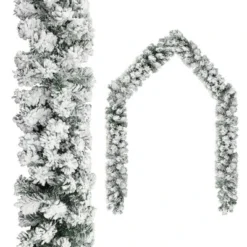 VidaXL Christmas Garland With Flocked Snow Green 5 M PVC