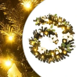 VidaXL Christmas Garland With LED Lights Black 2,7 M PVC