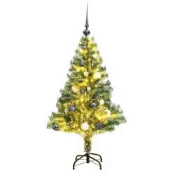 VidaXL Artificial Christmas Tree 150 LEDs&Ball Set&Flocked Snow 120 Cm